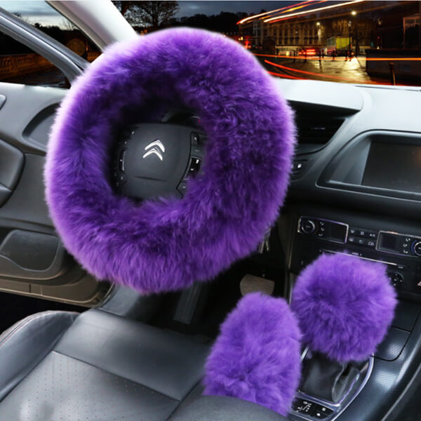 Pure Australian Wool Fluffy Steering Wheel Cover