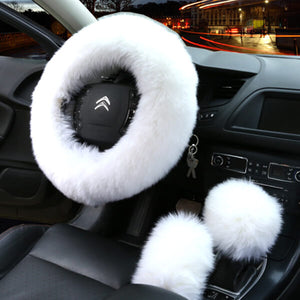 Pure Australian Wool Fluffy Steering Wheel Cover
