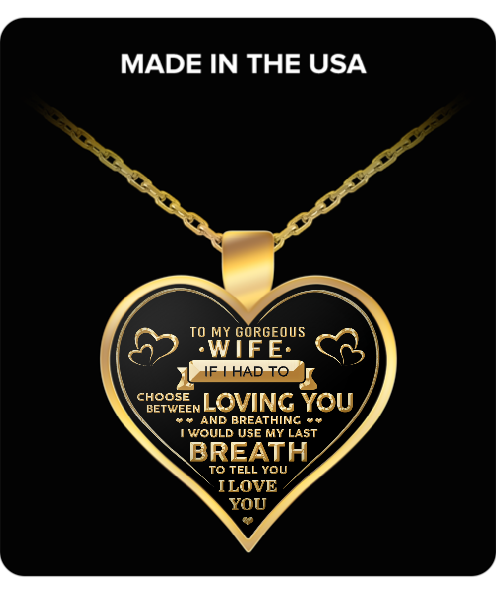 To My Gorgeous Wife - "I Love You" Gold Pendant Necklace