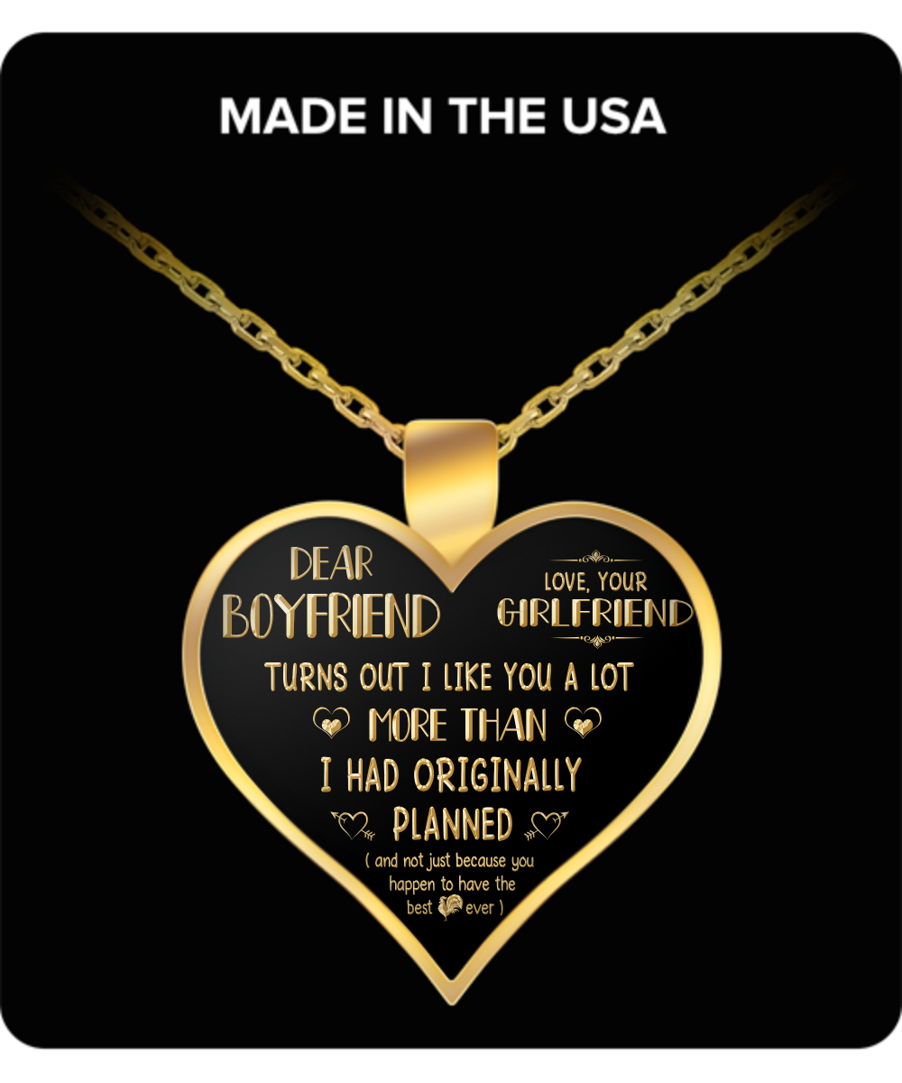 Dear Boyfriend - "I Like You More Than Originally Planned" Gold Pendant Necklace