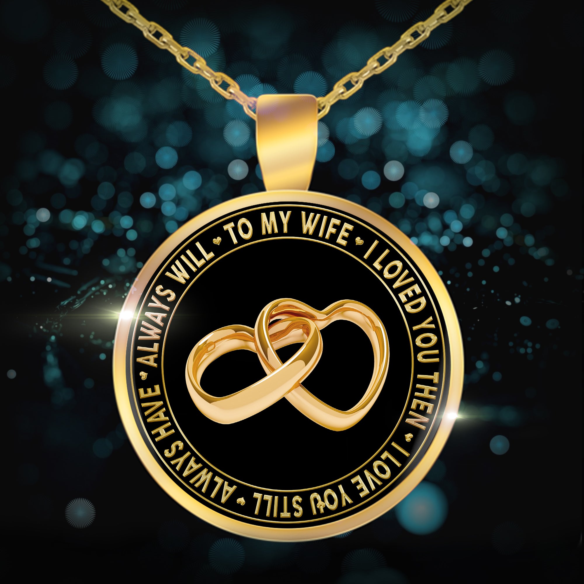 To My Wife - "I Love You Always" Gold Pendant Necklace