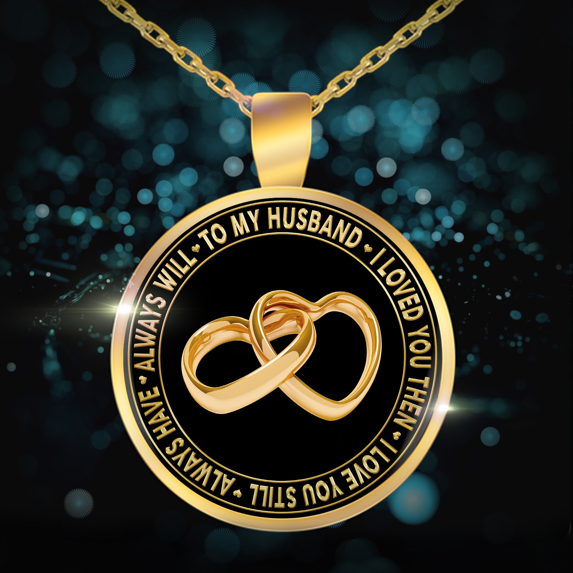 To My Husband - "I Love You Always" Gold Pendant Necklace