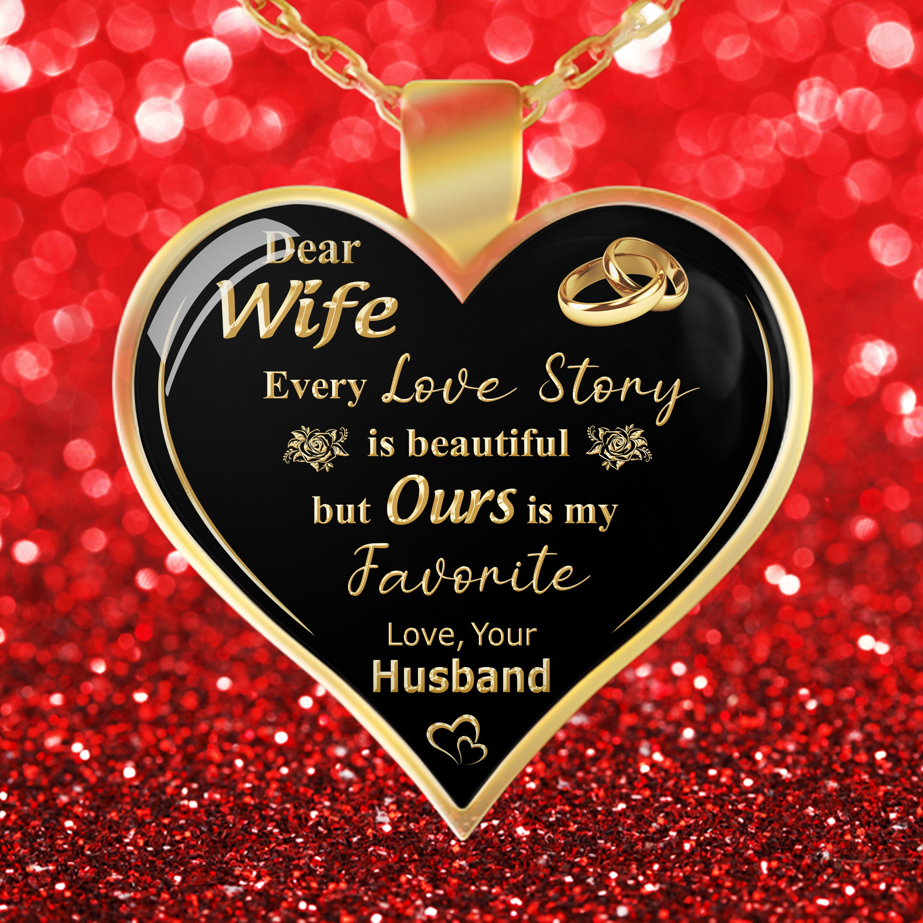 Dear Wife - "Our Love Story" Gold Pendant Necklace