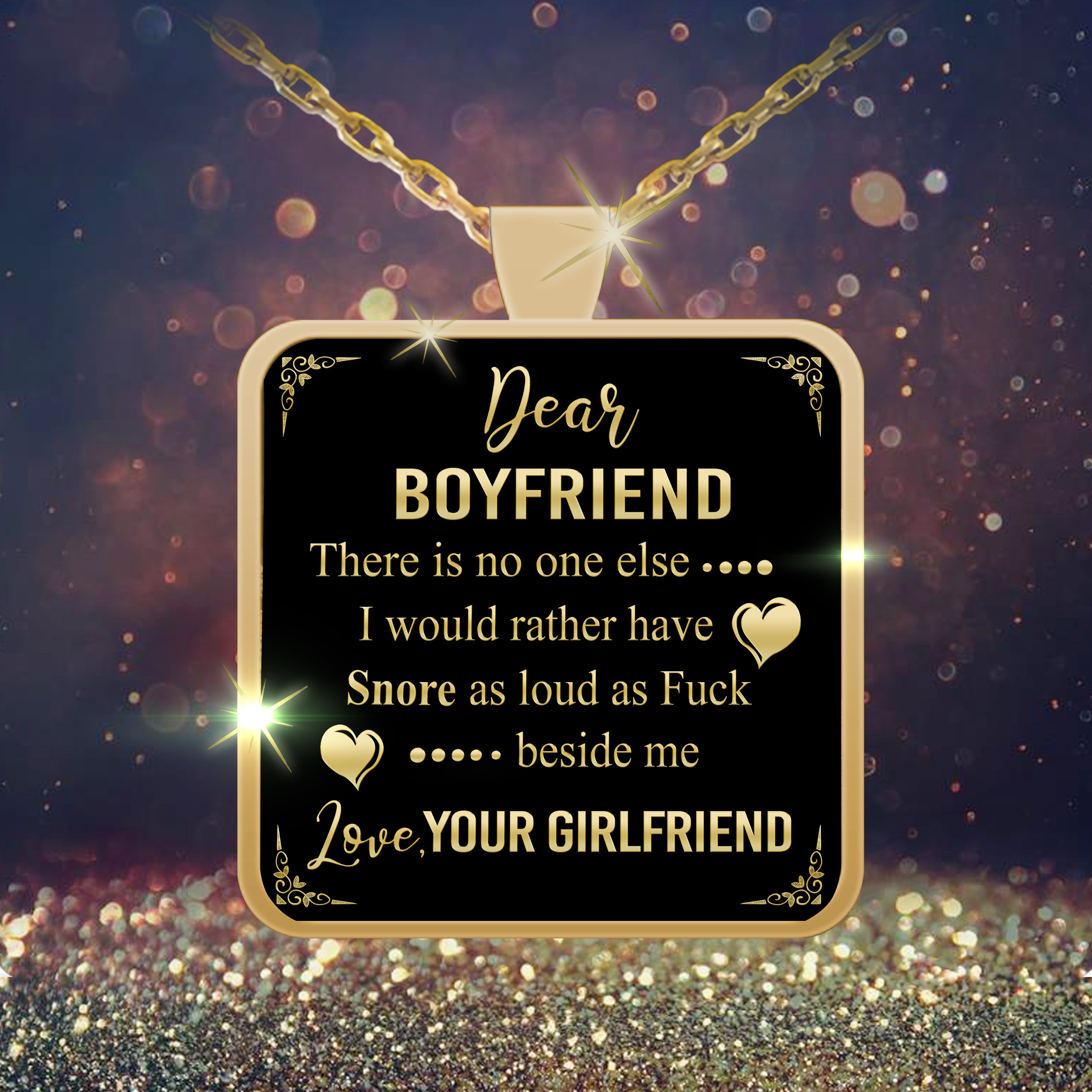 Dear Boyfriend - "Snore Loud As Fxxk" Gold Pendant Necklace