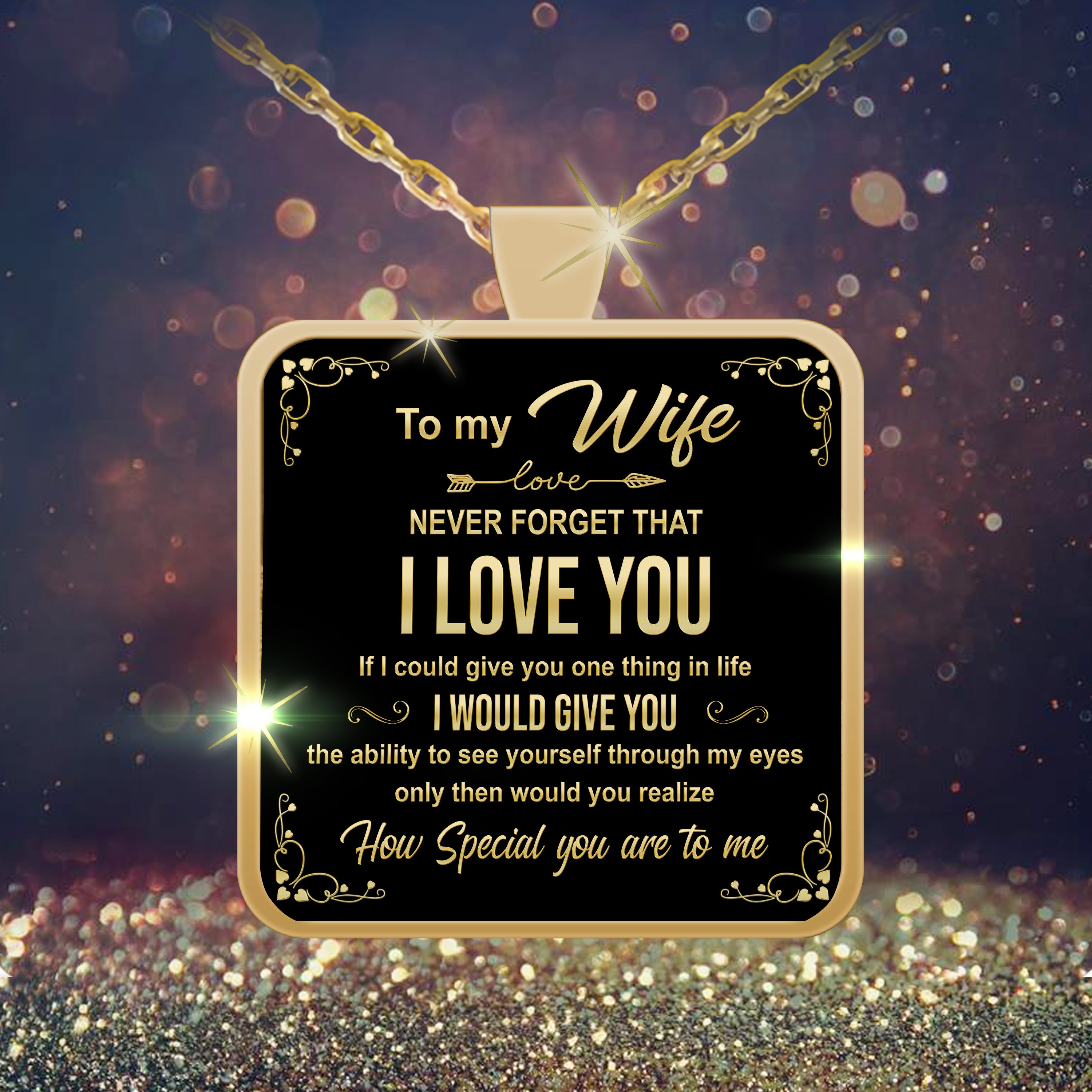 To My Wife - "You Are Special" Gold Pendant Necklace
